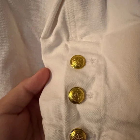 NWOT A.L.C. White Denim Blazer Gold Button Jacket Size 0 Structured Cotton - Picture 5 of 11